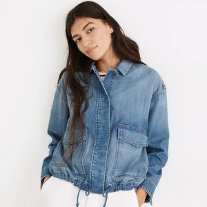 Madewell Denim Drawstring Military Shirt Jacket in Glenmar Wash NWT